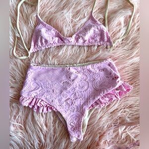 Pale Orchid Eyelet swim set by Lolli -Brand New XS